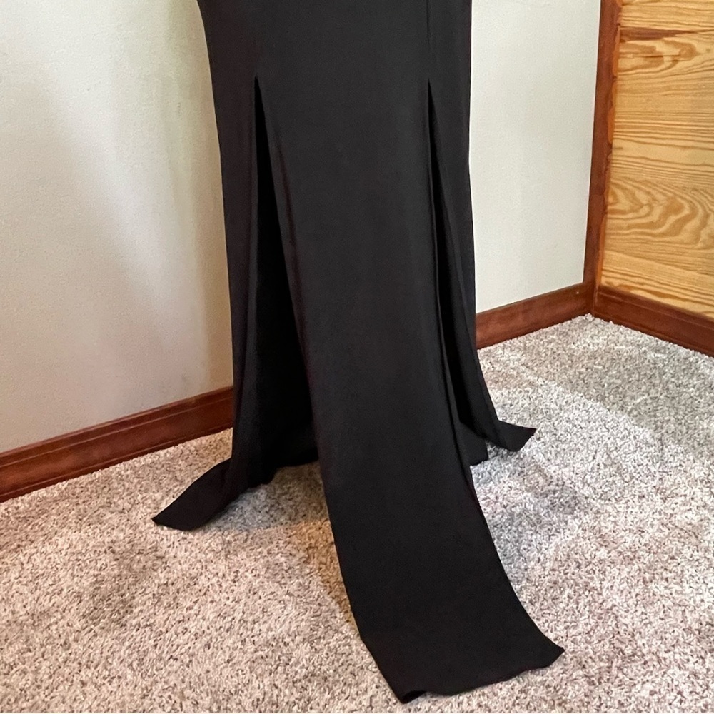 Windsor Black Jeweled Studded Cutout Criss Cross Racerback Gown Dress Small - Picture 7 of 12